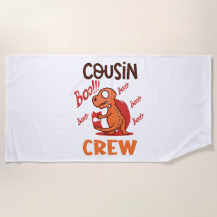 Boo Cousin Crew Halloween Dinosaur Spooky Costume Beach Towel
