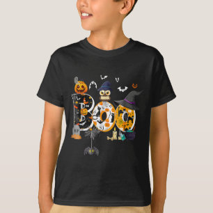Boo Creepy Owl Pumpkin Ghost Funny Halloween T-Shirt