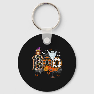 Boo Creepy Owl Pumpkin Ghost Halloween Men Women K Keychain