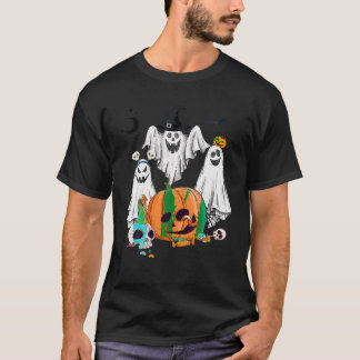 Boo Creepy Owl Pumpkin Ghost Skeleton Funny Hallow T-Shirt