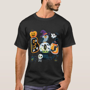 Boo Creepy Owl Pumpkin Ghost Spooky Halloween Men  T-Shirt