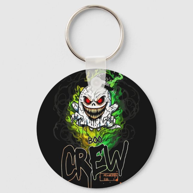 Boo crew black ghost halloween ghost ghost apparel keychain (Front)