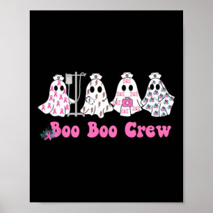 Boo Crew Breast Cancer Ghost Nurse Halloween Poster