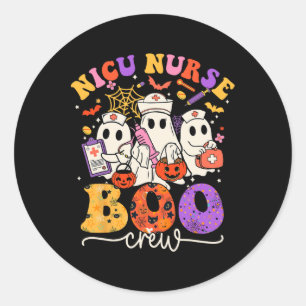 Boo Crew Costume Funny Nurse Ghost Halloween  Classic Round Sticker