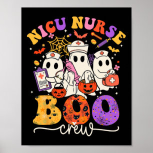 Boo Crew Costume Funny Nurse Ghost Halloween Poster