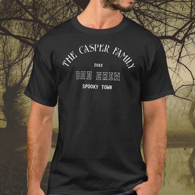 Boo Crew Custom Family Name Halloween Black T-Shirt (Creator Uploaded)