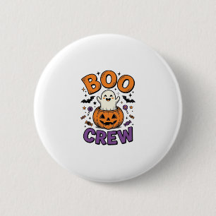 Boo Crew Cute Ghost Pumpkin Halloween Shirt Design 2 Inch Round Button
