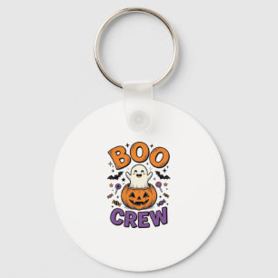 Boo Crew Cute Ghost Pumpkin Halloween Shirt Design Keychain