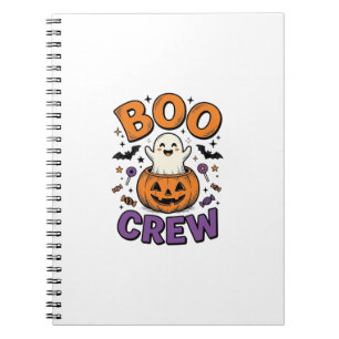 Boo Crew Cute Ghost Pumpkin Halloween Shirt Design Notebook