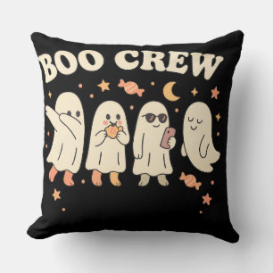 Boo Crew Cute Ghost Squad Funny Halloween Throw Pillow