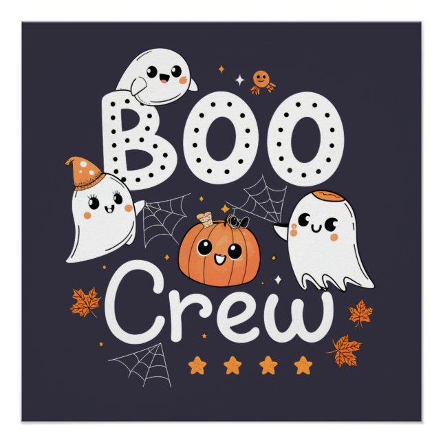 Boo Crew Cute Halloween Ghosts and Pumpkin Poster (Front)