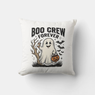 Boo Crew Forever Vintage Ghost Halloween Shirt Des Throw Pillow