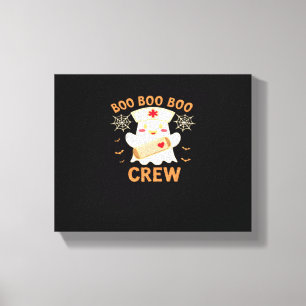 Boo Crew Funny Ghost Spooky Halloween Nurse T-Shir Canvas Print