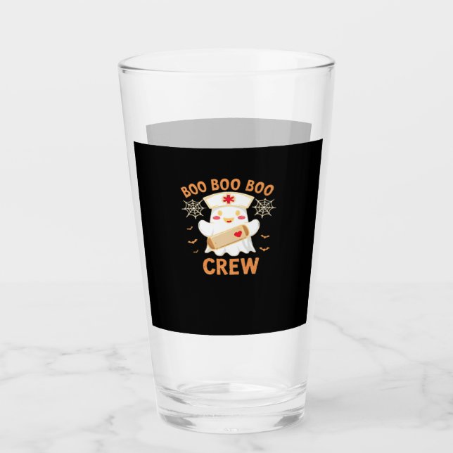 Boo Crew Funny Ghost Spooky Halloween Nurse T-Shir Glass (Front)