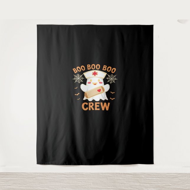 Boo Crew Funny Ghost Spooky Halloween Nurse T-Shir Tapestry (Front)