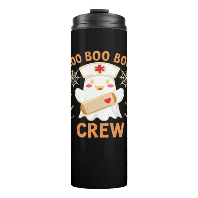 Boo Crew Funny Ghost Spooky Halloween Nurse T-Shir Thermal Tumbler (Front)