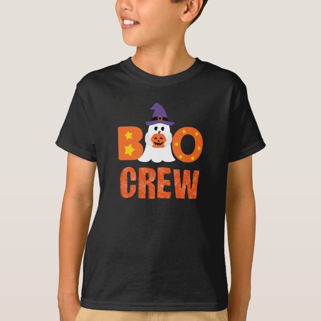 Boo Crew Funny Halloween Ghost Pumpkin Party T-Shirt (Front)