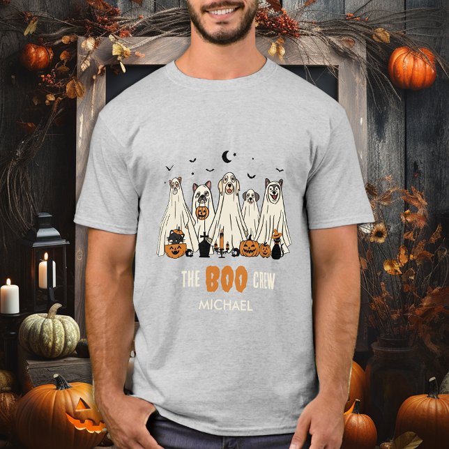 BOO Crew Ghost Dogs Personalize Matching Halloween T-Shirt (Creator Uploaded)
