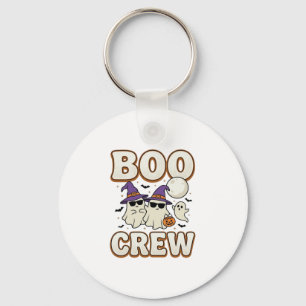 Boo Crew Ghost Halloween Vintage Vector Design_1 Keychain