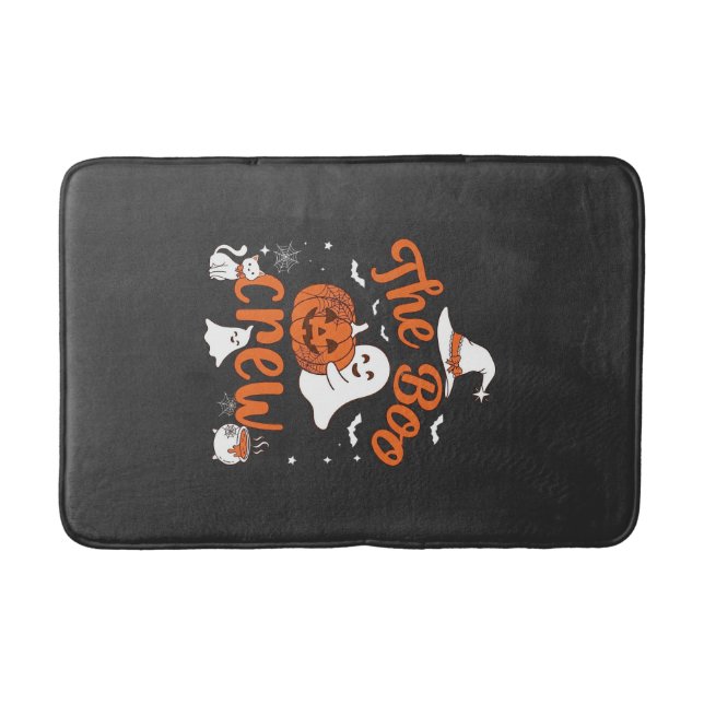 Boo Crew Ghost Pumpkin White Cat Witch Hat Bath Mat (Front)