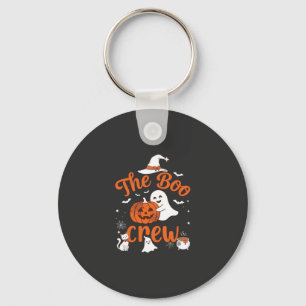 Boo Crew Ghost Pumpkin White Cat Witch Hat Keychain