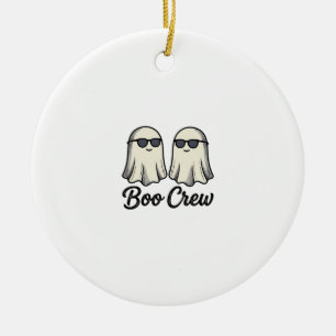 Boo Crew Ghosts Vintage Halloween Shirt Design_1 Ceramic Ornament