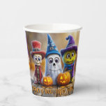 Boo Crew Halloween Cute Monster Ghost Skeleton  Paper Cups<br><div class="desc">Collection by Hystrix Little Thoughts® Make your Halloween party even more magical with this customizable paper cup featuring the lovable Boo Crew: a friendly ghost, a fuzzy green monster, and a cheerful skeleton — all dressed to impress! Add a personal touch with your child’s name, like “Ashley’s Boo Crew Party,...</div>