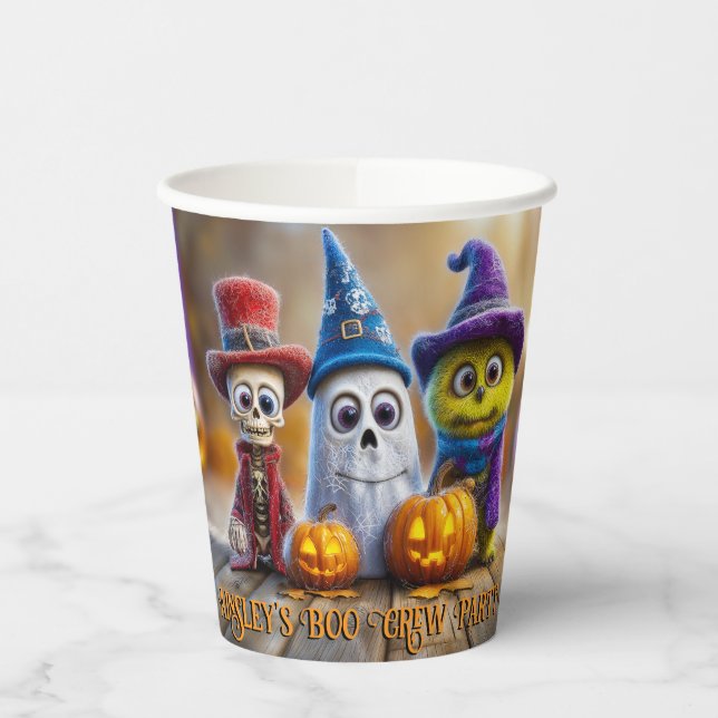 Boo Crew Halloween Cute Monster Ghost Skeleton  Paper Cups (Left)