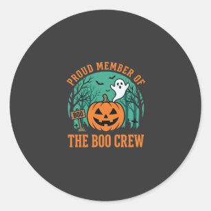 Boo Crew Halloween Ghost Pumpkin Design_1 Classic Round Sticker