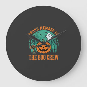Boo Crew Halloween Ghost Pumpkin Design_1 Large Clock