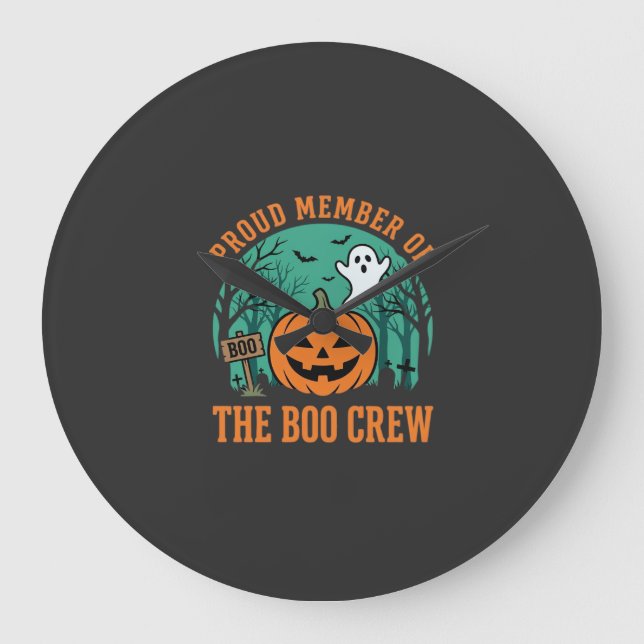 Boo Crew Halloween Ghost Pumpkin Design_1 Large Clock (Front)