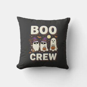 Boo Crew Halloween Ghosts Vector Design_1 Throw Pillow