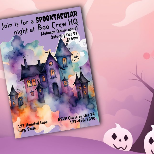Boo Crew Headquarters Haunted House Halloween Invitation (Creator Uploaded)