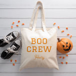 Boo Crew Monogrammed Halloween Tote Bag<br><div class="desc">Join the Boo Crew in style with this custom monogrammed Halloween tote bag! Featuring a simple “Boo Crew” text graphic, you can personalize it with your child’s name or any custom text and choose from a variety of fonts and colours to match your Halloween theme. Perfect for trick-or-treating, carrying party...</div>