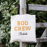 Boo Crew Monogrammed Halloween Tote Bag<br><div class="desc">Join the Boo Crew in style with this custom monogrammed Halloween tote bag! Featuring a simple “Boo Crew” text graphic, you can personalize it with your child’s name or any custom text and choose from a variety of fonts and colours to match your Halloween theme. Perfect for trick-or-treating, carrying party...</div>