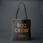 Boo Crew Monogrammed Halloween Tote Bag<br><div class="desc">Join the Boo Crew in style with this custom monogrammed Halloween tote bag! Featuring a simple “Boo Crew” text graphic, you can personalize it with your child’s name or any custom text and choose from a variety of fonts and colours to match your Halloween theme. Perfect for trick-or-treating, carrying party...</div>