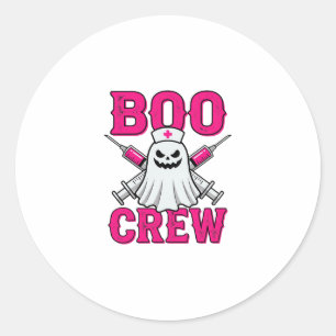 Boo Crew Nurse Ghost Halloween Classic Round Sticker