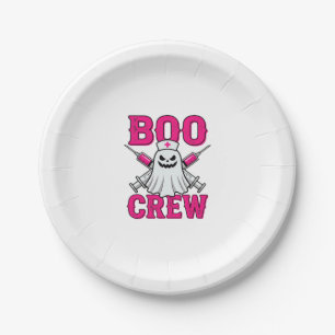 Boo Crew Nurse Ghost Halloween Paper Plate