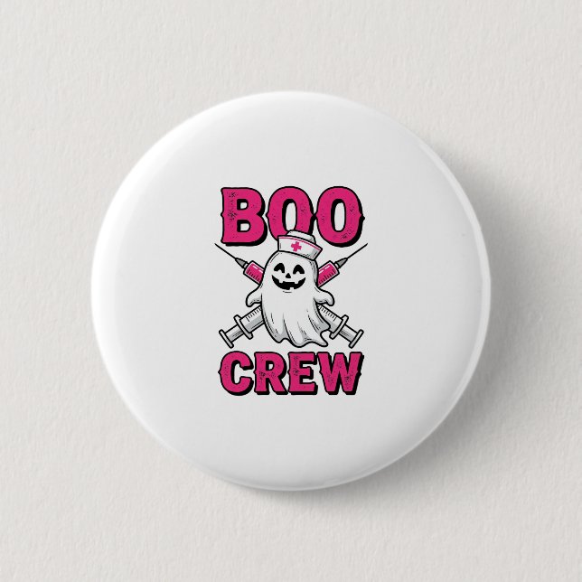 Boo Crew Nurse Ghost Halloween Vector Design_1 2 Inch Round Button (Front)
