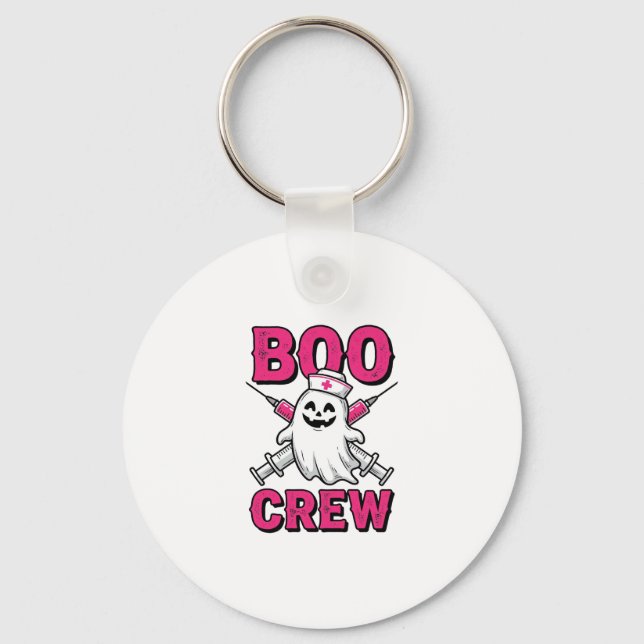 Boo Crew Nurse Ghost Halloween Vector Design_1 Keychain (Front)