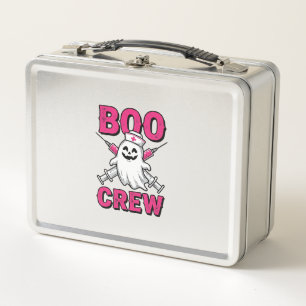 Boo Crew Nurse Ghost Halloween Vector Design_1 Metal Lunch Box