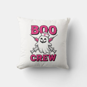 Boo Crew Nurse Ghost Halloween Vector Design_1 Throw Pillow