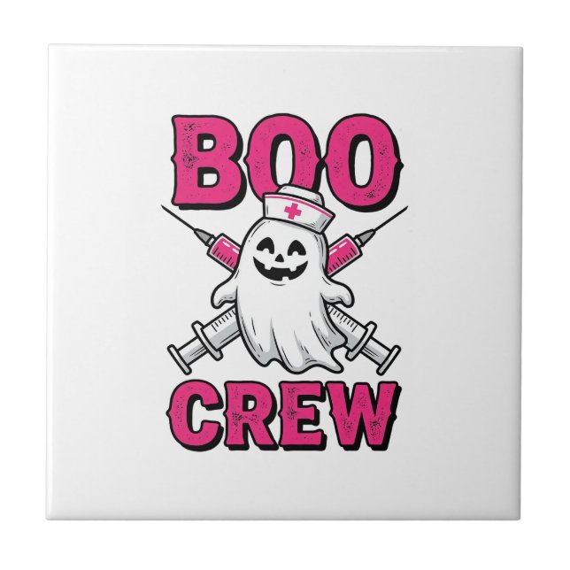 Boo Crew Nurse Ghost Halloween Vector Design_1 Tile (Front)