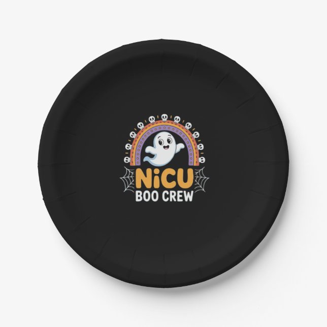 Boo Crew Nurse Halloween for Nurses Ghost Essentia Paper Plate (Front)