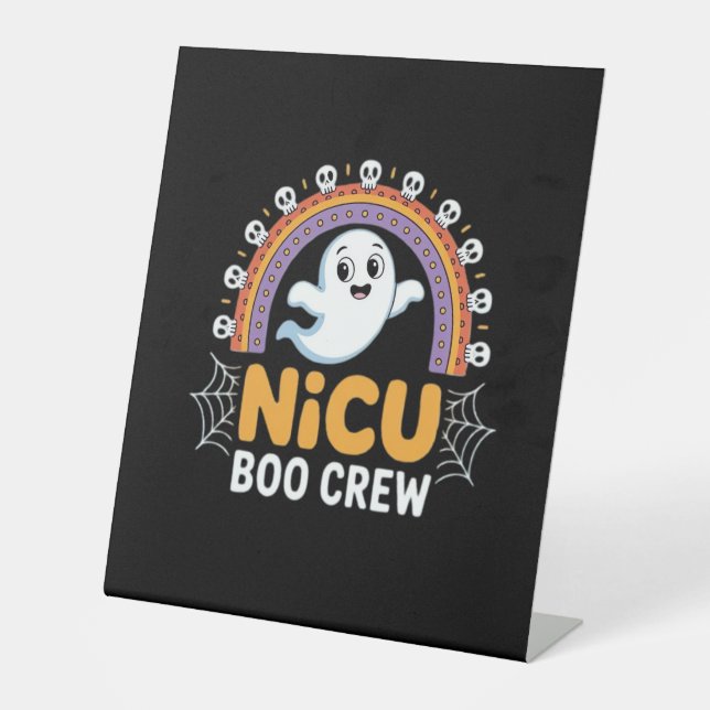 Boo Crew Nurse Halloween for Nurses Ghost Essentia Pedestal Sign (Front)