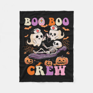 Boo Crew Nurse Halloween Ghost Skeleton Nurses Rn Fleece Blanket