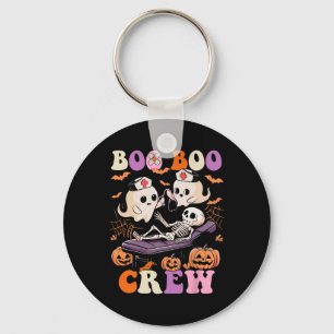 Boo Crew Nurse Halloween Ghost Skeleton Nurses Rn Keychain