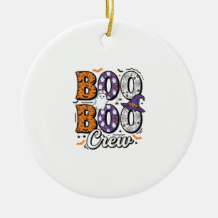Boo Crew Nurse Halloween Vintage Shirt Design_1 Ceramic Ornament