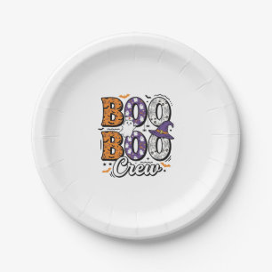 Boo Crew Nurse Halloween Vintage Shirt Design_1 Paper Plate