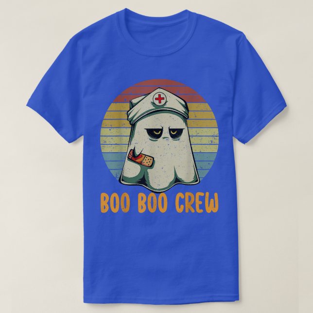 Boo Crew Nurse Retro Ghost Women Funny Hallowe T-Shirt (Design Front)
